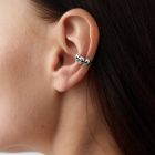 Spooky Motif Ear Cuff — Spider, Skull & Skeleton Designs — Silver-colored triple skull
