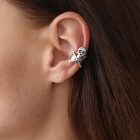Spooky Motif Ear Cuff — Spider, Skull & Skeleton Designs — Silver-colored skull and crossbones