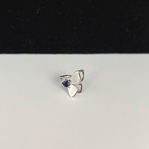 Blue-Accent Butterfly Right-Ear Cuff — Blue accent — right ear