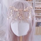 Golden Butterfly Drape Headdress — Gold-colored — clear accents