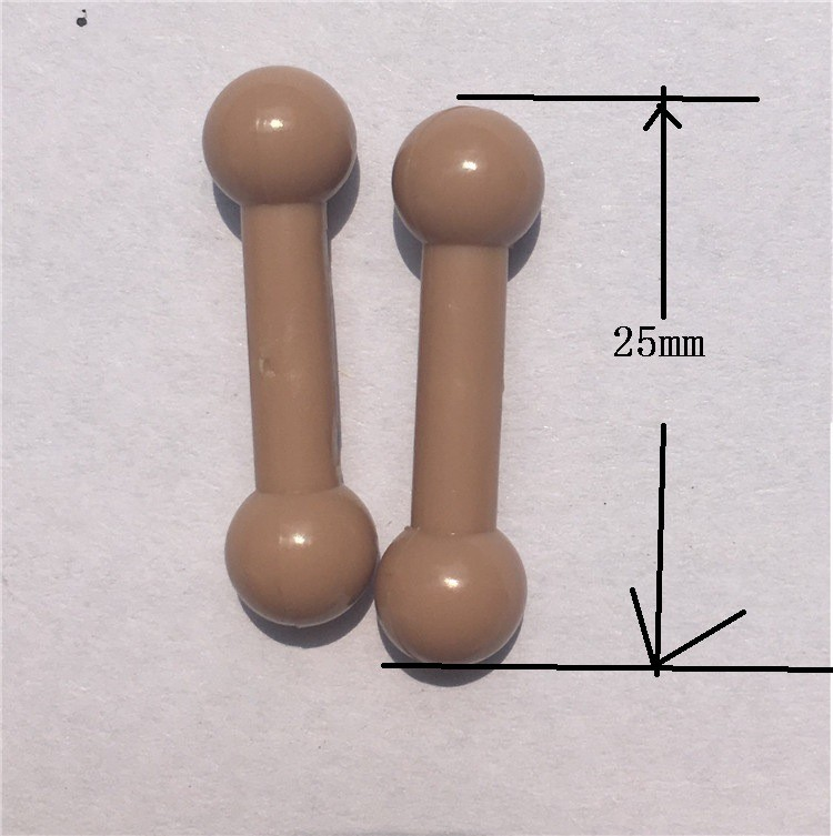 Pair of longer 1:6 figure foot extender connectors marked 25 mm overall length