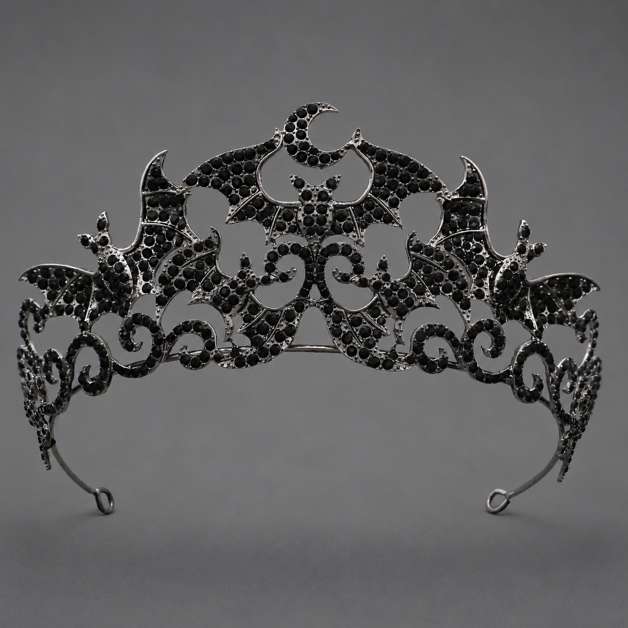 Gothic Creature Crown — Spider, Bat & Skull Styles — Bat — black accents
