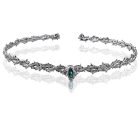 Thorn Circlet with Marquise-Style Jewel Accent — Gunmetal-colored — green accent