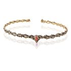 Thorn Circlet with Marquise-Style Jewel Accent — Antique gold-colored — red accent