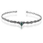 Thorn Circlet with Marquise-Style Jewel Accent — Antique silver-colored — green accent