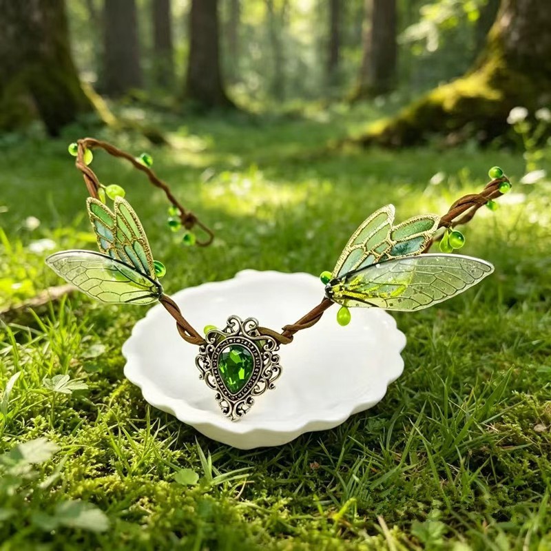 Butterfly Wing Fairy Headband — Green or Purple — Green wings