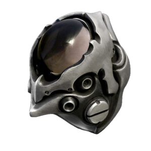 Sculptural Mecha Statement Ring — Mecha shell — dark center