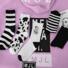 Cow Printed Sock Cute Harajuku Japanese Korea Butterfly Cotton Female Socks Striped Solid Breathable Cartoon Casual 2