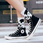 Cow Printed Sock Cute Harajuku Japanese Korea Butterfly Cotton Female Socks Striped Solid Breathable Cartoon Casual 3