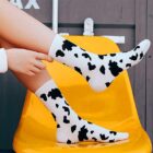 Cow Printed Sock Cute Harajuku Japanese Korea Butterfly Cotton Female Socks Striped Solid Breathable Cartoon Casual 4