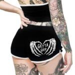 Emo Goth Butt Shorts with Skeleton - SM to 5XL Plus Sizes and