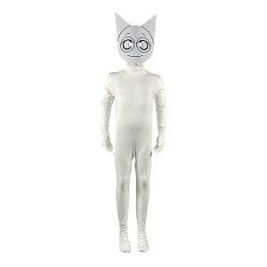 Wenda white cat-head costume