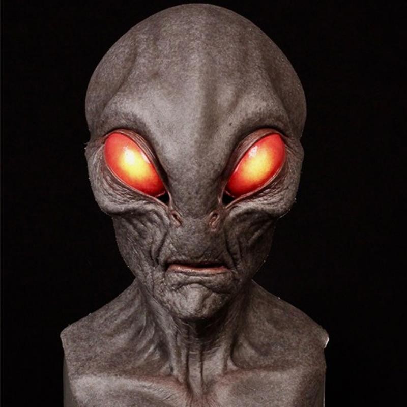 Red-eye alien bust mask shown for costume mask selection
