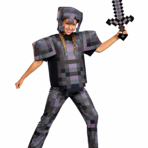 Minecraft alloy-style kids costume actual seller outfit photograph, sword styling prop