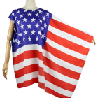 Extended red and white striped side drape of the American flag dress