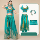 Aqua Blue three-piece choice: top, pants and head veil with ornament