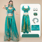 Aqua Blue five-piece choice adding bracelet to top pants headwear and earrings