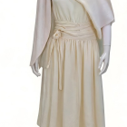 Athena gown drape waist tie and layered hem detail