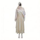 Athena cream draped gown with waist tie