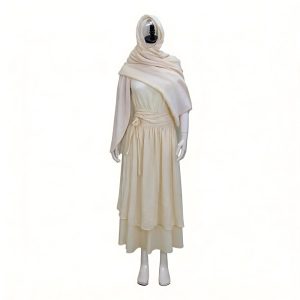 Athena cream draped gown with waist tie