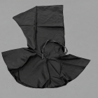 Black capelet laid flat to show hood panels and neck ties