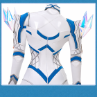 Emma Frost costume rear opening crossed straps zipper and geometric trim