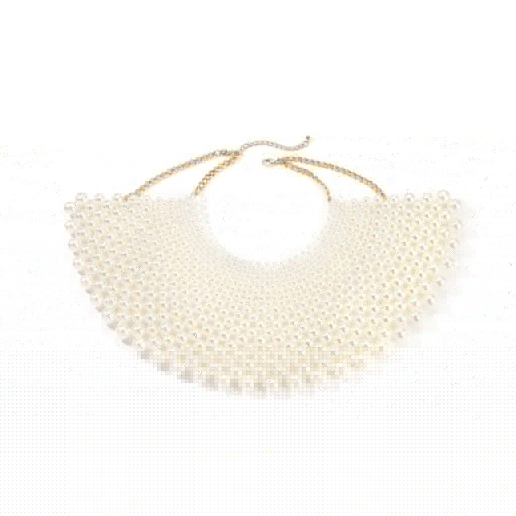 Graduated Bead Fantasy Collar Bib — White bib