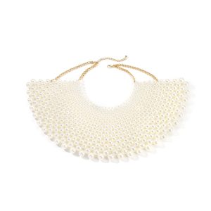 Graduated Bead Fantasy Collar Bib — White bib