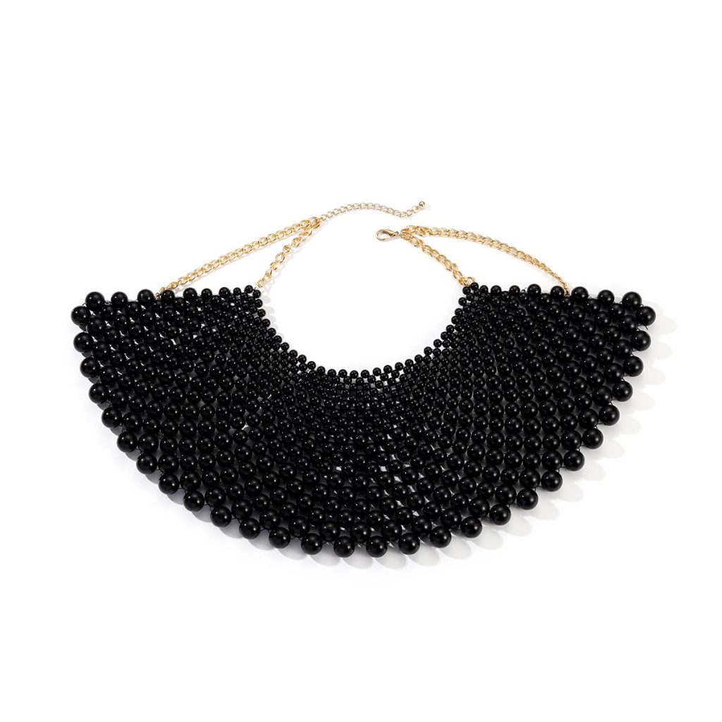 Graduated Bead Fantasy Collar Bib — Black bib
