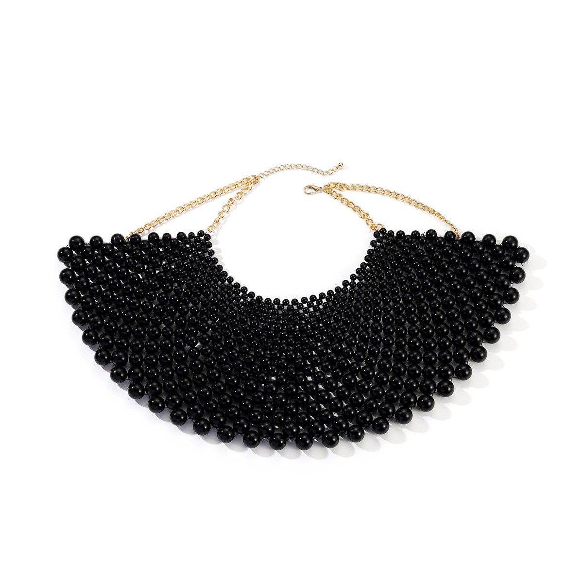 Graduated Bead Fantasy Collar Bib — Black bib