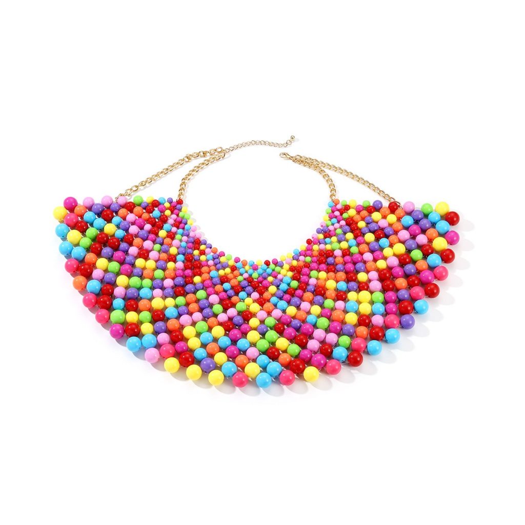 Graduated Bead Fantasy Collar Bib — Multicolor bib