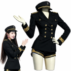 Black stage uniform with gold trim, cap, jacket and shorts
