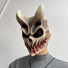Blood-mouth horned skull mask with red painted jaw