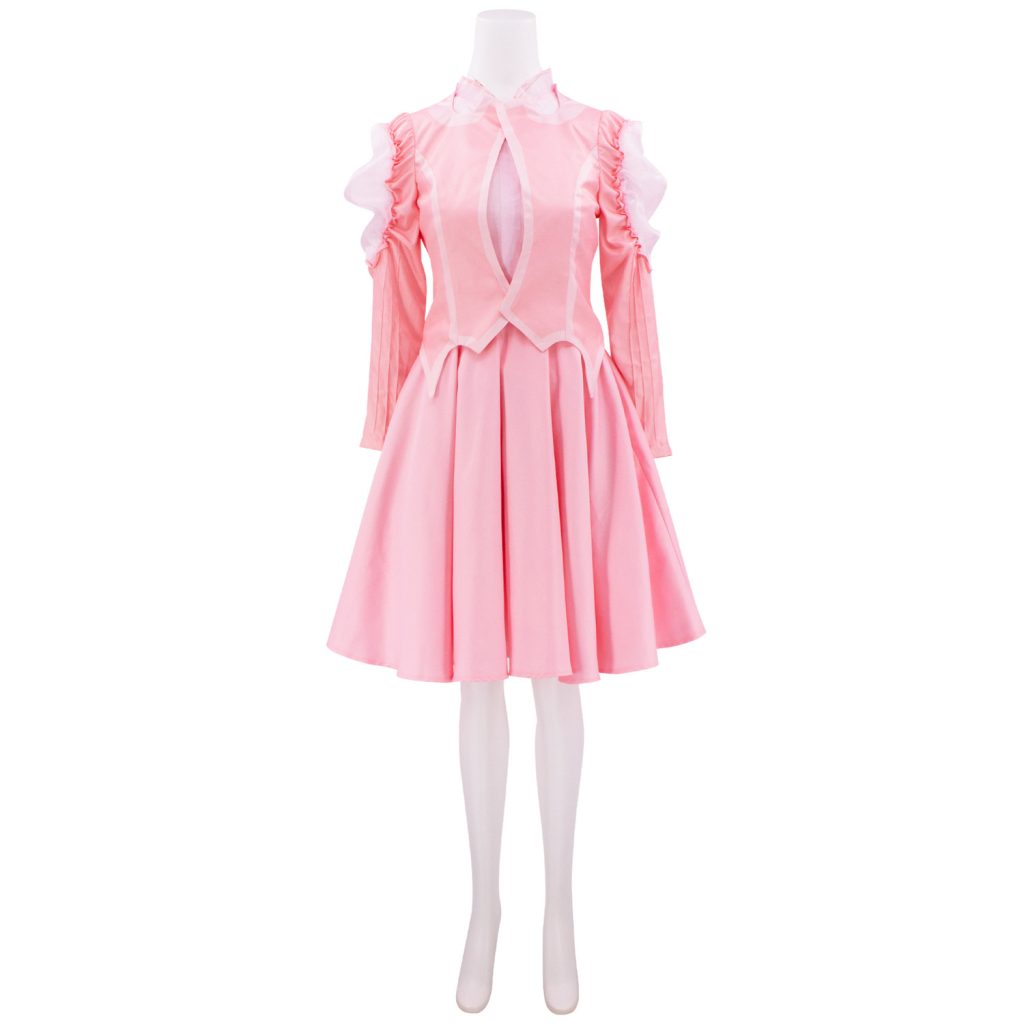 Glinda pink school outfit with ruffled jacket and skirt