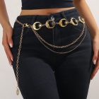 Crescent Moon and Sun Waist Chain — Gold-colored multilayer