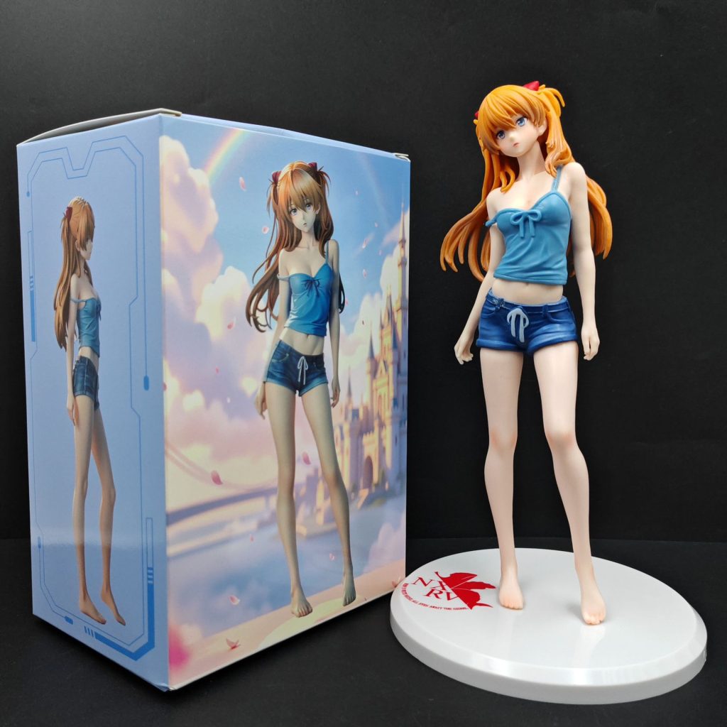 Asuka display figure beside illustrated box, Boxed package choice