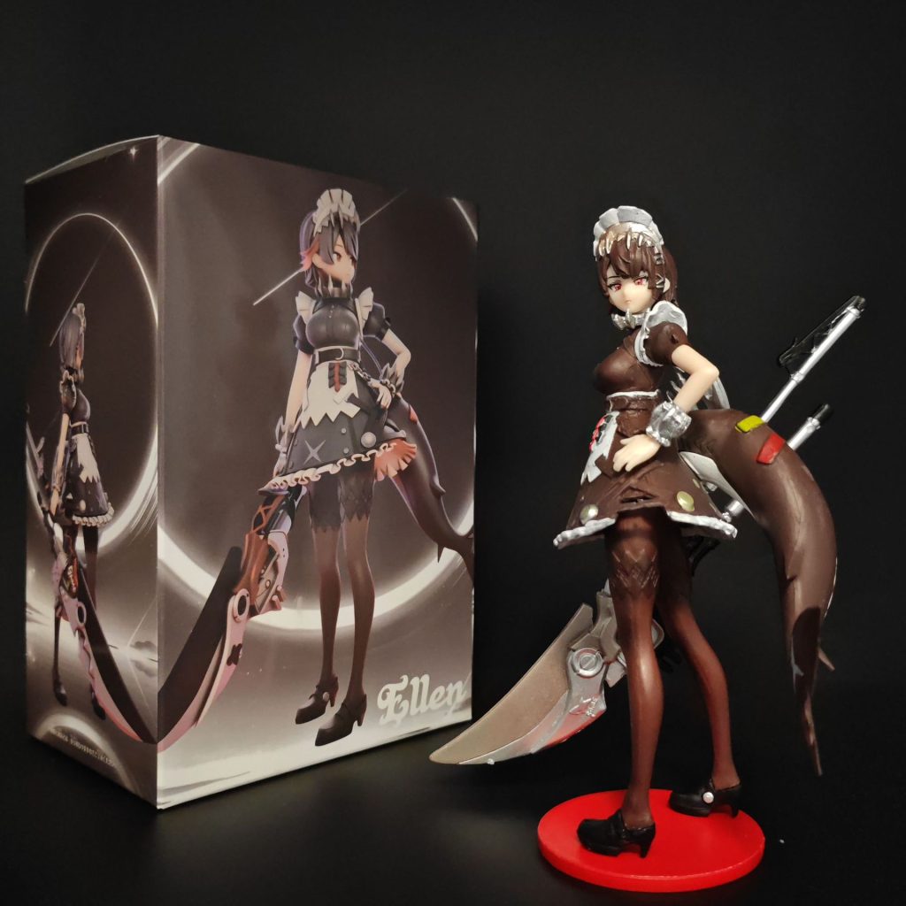 Ellen Joe figure photographed beside the printed box option