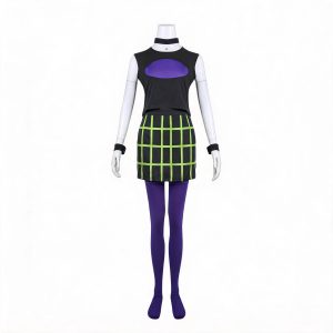 Sam Manson purple and black top with green checked skirt and purple tights