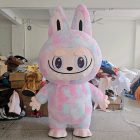 Pastel multicolor Labubu-style walking mascot