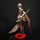 Ellen Joe display figurine with shark tail, maid dress and blade on a red stand