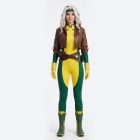 Rogue costume front with brown cropped jacket and green-and-yellow suit