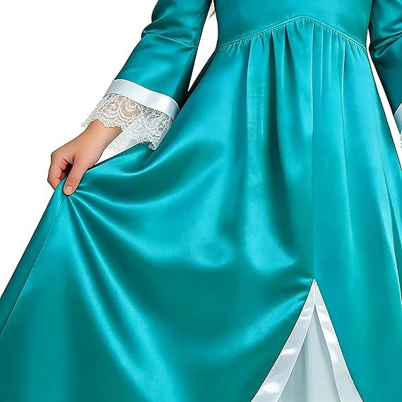 Rosalina Teal Princess Dress Costume For Kids 8 Teal skirt, pale center inset and lace cuff detail