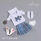 CDTOYS CD031 Style D short blue plaid bow skirt and sailor top; extras unconfirmed