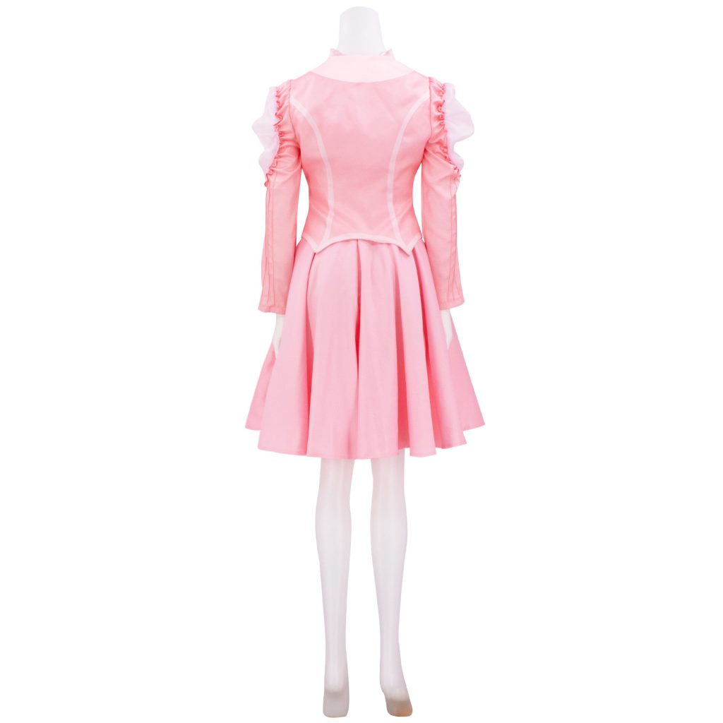 Rear of Glinda pink jacket and skirt outfit
