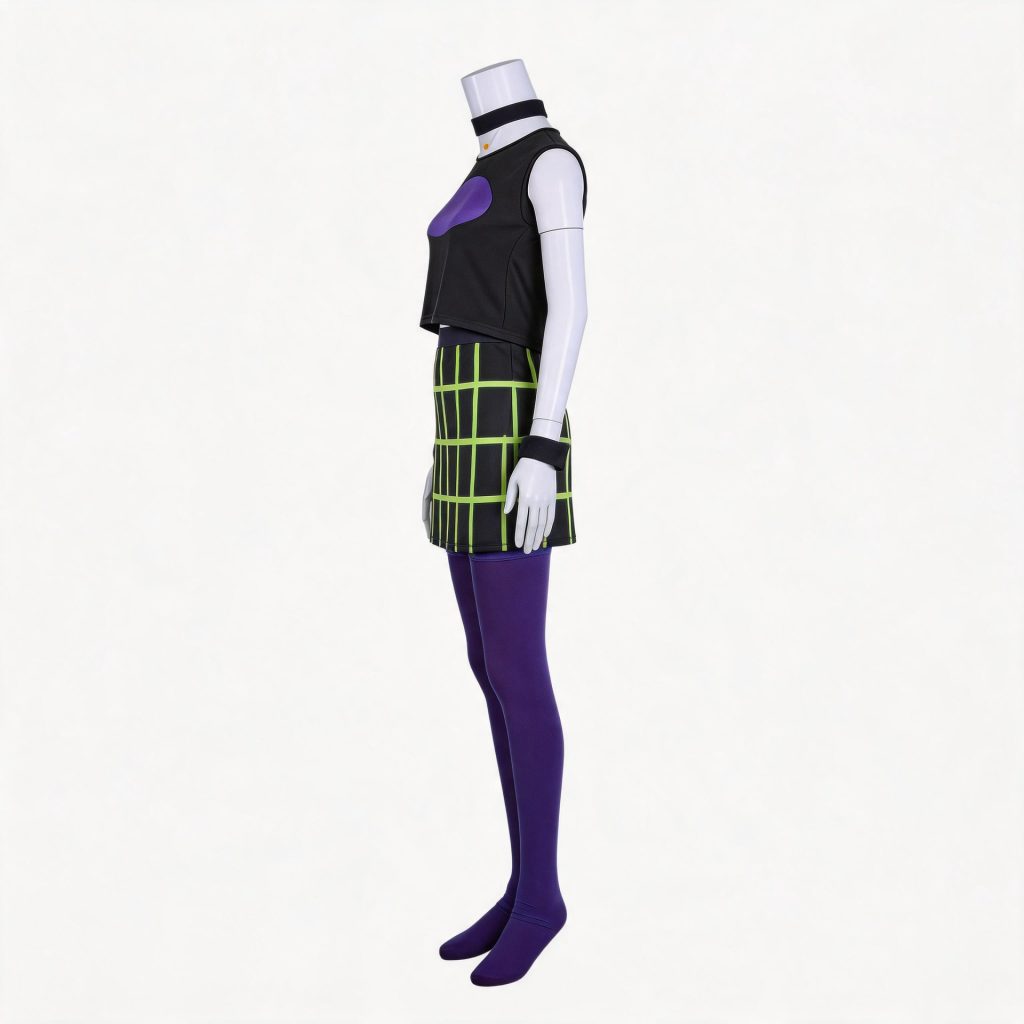 Side view of Sam Manson top and checked skirt