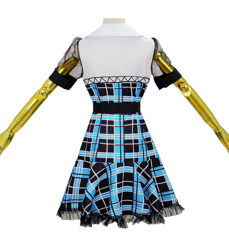 Build The Frankie Stein Curved-Panel Plaid Look + Optional Wig 1 Real back photograph showing the dress and curved lower skirt panel