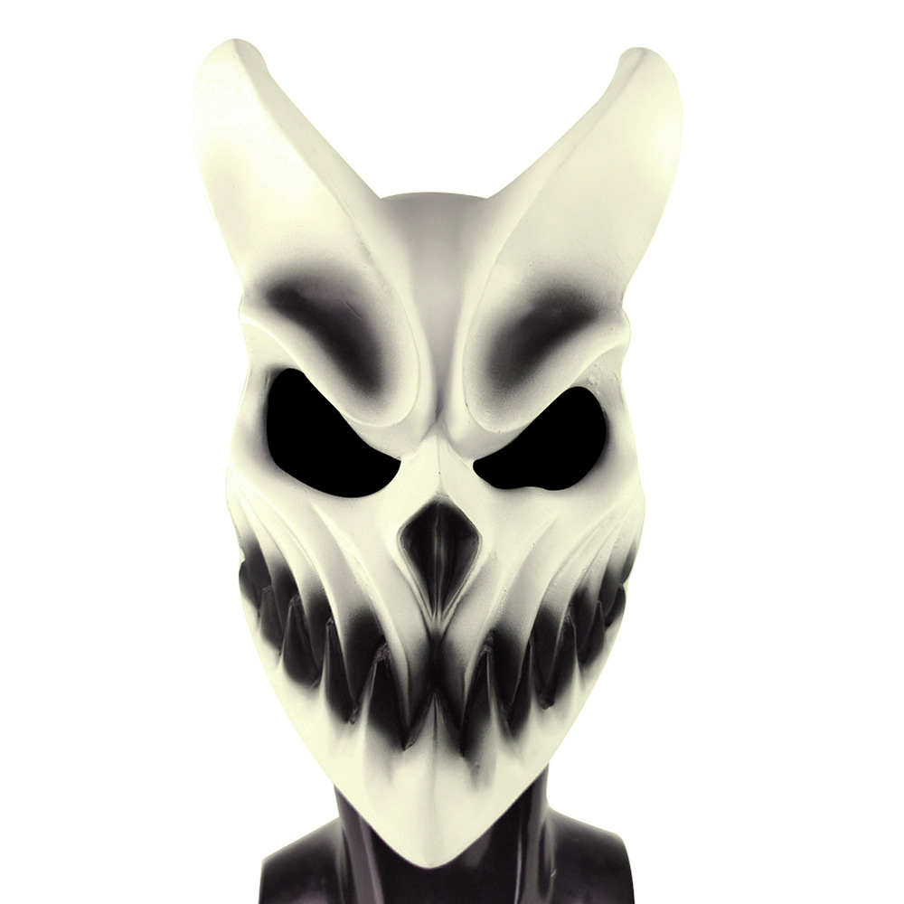White horned skull mask front