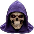 Skull latex mask with purple hood for Skeletor office costume