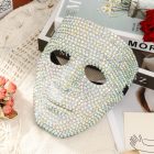 Iridescent white faceted full-face mask