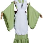 Matcha Parfait Miku green dress with white apron and wide sleeves